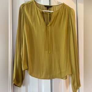 Banana Republic Mustard Tie-Neck Long Sleeve Blouse